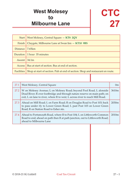 CTC 27 West Molesey to Milbourne Lane