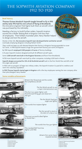 THE SOPWITH AVIATION COMPANY 1912 to 1920