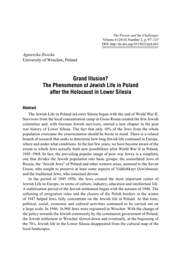 Grand Illusion? the Phenomenon of Jewish Life in Poland After the Holocaust in Lower Silesia