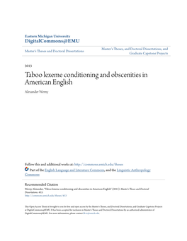 Taboo Lexeme Conditioning and Obscenities in American English Alexander Werny