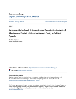 A Discursive and Quantitative Analysis of Abortion and Racialized Constructions of Family in Political Speech