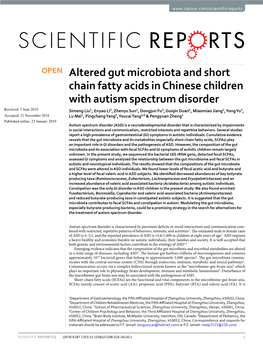 Altered Gut Microbiota and Short Chain Fatty Acids in Chinese Children With
