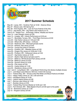 Zaniac-Tour-Schedule