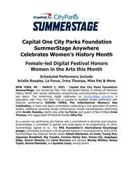 Summerstage Anywhere Celebrates Women's History Month