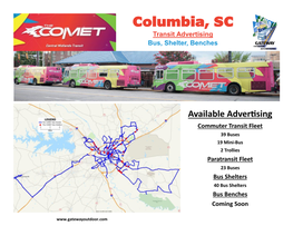 Columbia, SC Transit Advertising Bus, Shelter, Benches