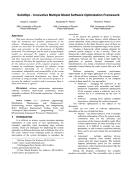 Solidopt – Innovative Multiple Model Software Optimization Framework