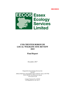 Colchester Borough Local Wildlife Site Review 2015