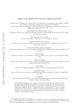 Arxiv:1610.06826V1 [Astro-Ph.CO] 21 Oct 2016 Oscillations (BAO)