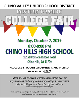 CVUSD STUDENTS and PARENTS ARE INVITED! Admission Is FREE!