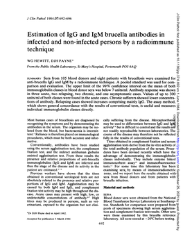 Estimation of Igg and Igm Brucella Antibodies in Infected and Non-Infected Persons by a Radioimmune Technique