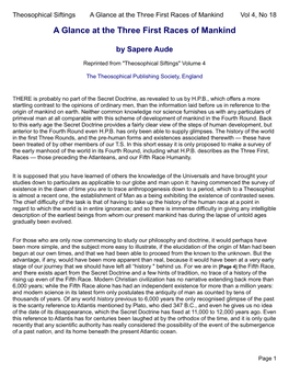 A Glance at the Three First Races of Mankind Vol 4, No 18 a Glance at the Three First Races of Mankind