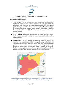 Weekly Conflict Summary | 16 - 22 March 2020