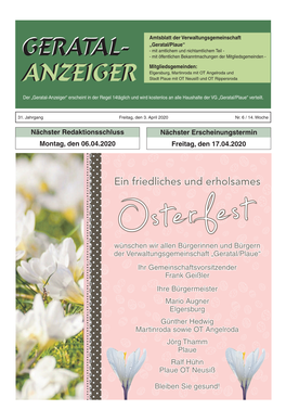 Geratalanzeiger Nr. 6 Vom 03.04.2020