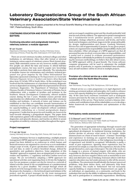 Laboratory Diagnosticians Group of the South African Veterinary Association/State Veterinarians