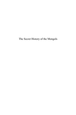 The Secret History of the Mongols Brill’S Inner Asian Library