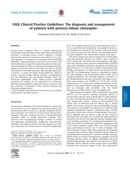 EASL Clinical Practice Guidelines: the Diagnosis and Management of Patients with Primary Biliary Cholangitisq