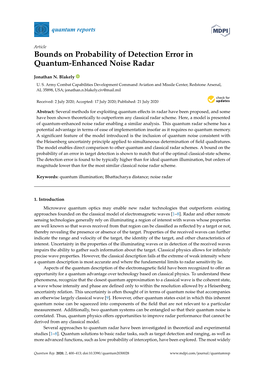 Bounds on Probability of Detection Error in Quantum-Enhanced Noise Radar