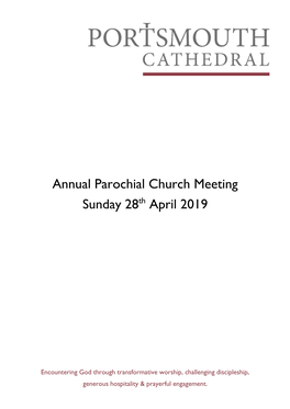 Annual Parochial Church Meeting Sunday 28Th April 2019