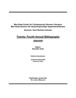 Twenty- Fourth Annual Bibliography 2008/2009