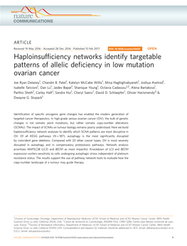 Haploinsufficiency Networks Identify Targetable Patterns of Allelic