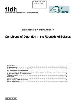 Conditions of Detention in the Republic of Belarus