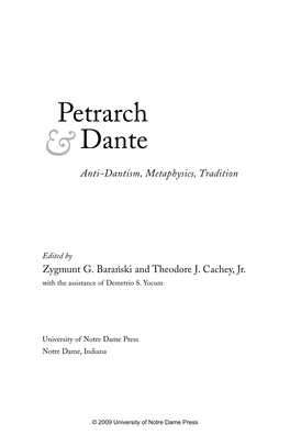 Dante Anti-Dantism, Metaphysics, Tradition