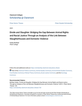 Divide and Slaughter: Bridging the Gap Between Animal Rights and Racial Justice Through an Analysis of the Link Between Slaughterhouses and Domestic Violence