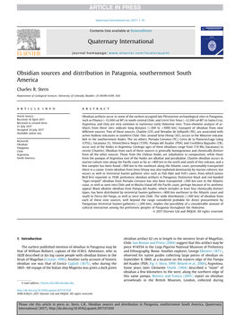 Obsidian Sources and Distribution in Patagonia, Southernmost South America