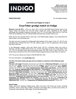 Cruz-Faber Grudge Match on Indigo