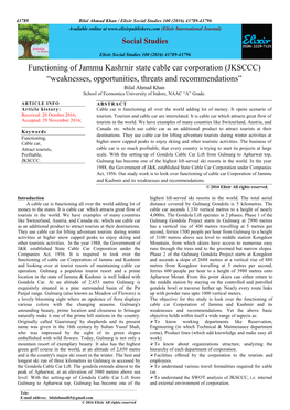 Functioning of Jammu Kashmir State Cable