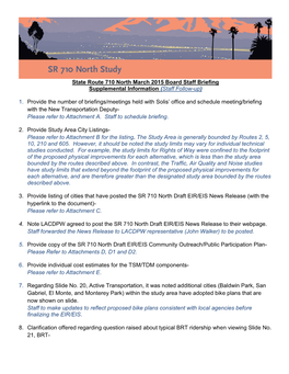 State Route 710 North March 2015 Board Staff Briefing Supplemental Information (Staff Follow-Up)