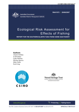 Ecological Risk Assessment for Effects of Fishing REPORT for the SOUTHERN BLUEFIN TUNA PURSE SEINE SUB-FISHERY