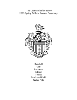 Loomis Chaffee School 2009 Spring Athletic Awards Ceremony