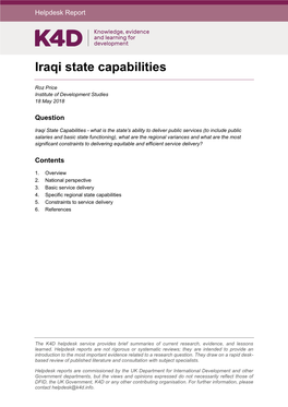 Iraqi State Capabilities