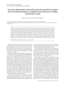 Ant Species (Hymenoptera, Formicidae) from the Seasonally Dry Tropical Forest of Northeastern Brazil: a Compilation from Field Surveys in Bahia and Literature Records