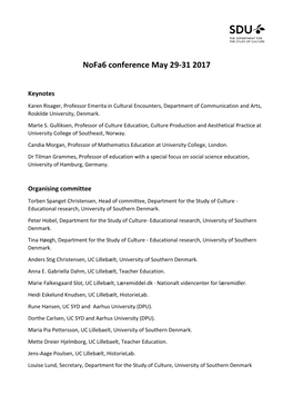 Nofa6 Conference May 29-31 2017