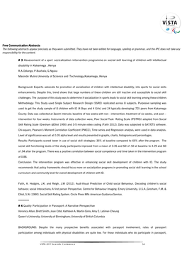 Free Communication Abstracts the Following Abstracts Appear Precisely As They Were Submitted