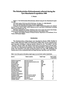 Echinodermata) Collected During the Tyro Mauritania-II Expedition 1988