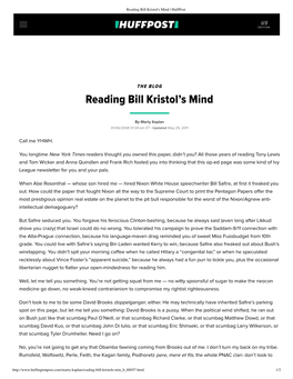 Reading Bill Kristol's Mind | Huffpost