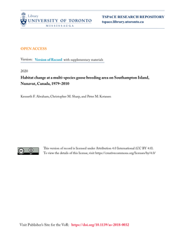 Habitat Change at a Multi-Species Goose Breeding Area on Southampton Island, Nunavut, Canada, 1979–2010