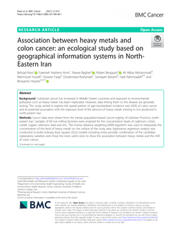 Association Between Heavy Metals and Colon Cancer