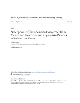 New Species of Phoradendron (Viscaceae) from Mexico and Guatemala and a Synopsis of Species in Section Pauciflorae