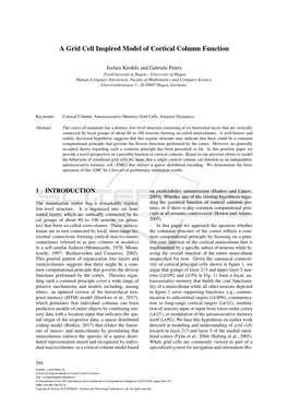 A Grid Cell Inspired Model of Cortical Column Function