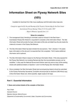 Information Sheet on Flyway Network Sites (SIS)