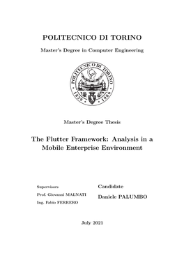 The Flutter Framework: Analysis in a Mobile Enterprise Environment