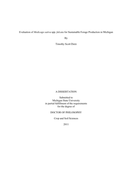 Evaluation of Medicago Sativa Spp. Falcata for Sustainable Forage Production in Michigan