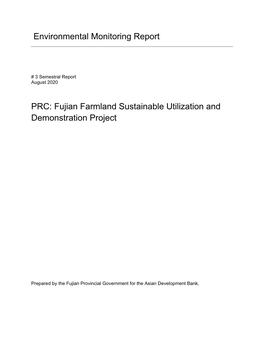 Environmental Monitoring Report PRC: Fujian Farmland Sustainable