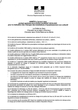 ARRÊTE N02012017-0002 Portant Agrément De La SCEA CAUMONT SCHLUND Pour La Réalisation Des Vidanges Des Installations D'assainissement Non Collectif