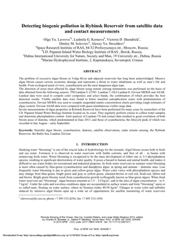 Detecting Biogenic Pollution in Rybinsk Reservoir from Satellite Data and Contact Measurements