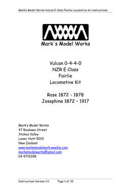 Vulcan E Class Fairlie Kit Instructions Draft 1